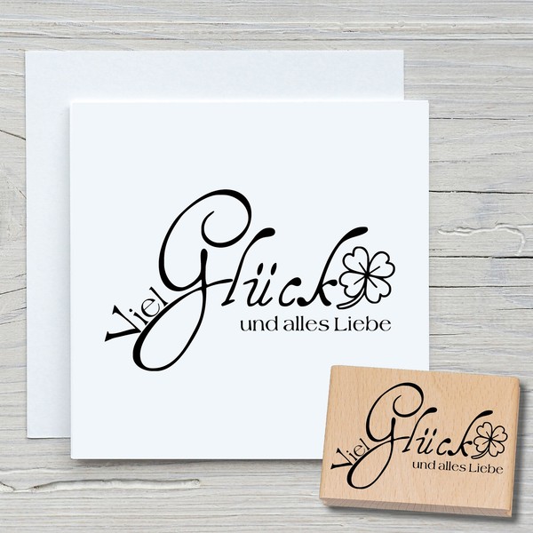 Stempel Viel GlüCk Und Alles Liebe - Motivstempel Holzstempel Scrapbooking Karte-image