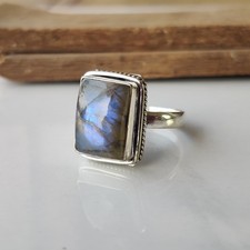 Natural Labradorite Gemstone Ring 925 Sterling Silver Free Shipping Ring PG8400