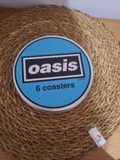 6 POPSTERS OASIS VINYL RECORD COASTERS IN METAL TIN NEW.
