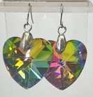 Rainbow Iridescent Crystal Heart Dangle Earrings 18.2g — photo 1