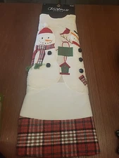The Christmas Shoppe Christmas Tree Skirt New 48" Plaid Winter Snowman Birds 