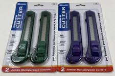 2 Pack BAZIC Retractable Multipurpose Utility Knife, Box Cutter Green & Purple