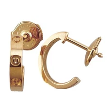 Cartier Mini Love Earrings 18K K18 Pink Gold Ladies CARTIER Used Excellent Condi