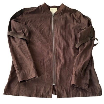 Helmut Lang Archive Utility Zip Jacket Men M Brown Cotton Wool Bondage Arm Strap