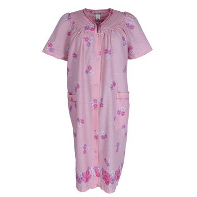 Elegant Emily Women's Floral Woven Seersucker Duster Gown
