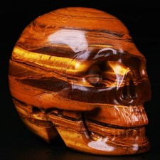 2.0" Tiger Iron Eye Carved Crystal Skull, Realistic, Crystal Healing