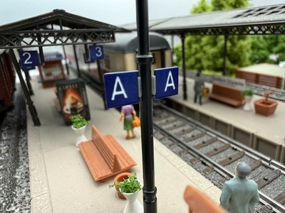 Bahnsteigabschnittsschilder A G   14 Tafeln   beidseitig - H0