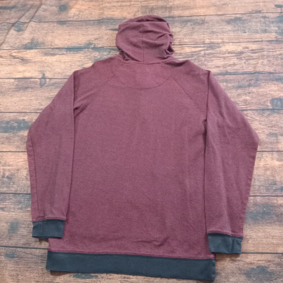 RVCA Long Sleeve Hooded Henley Shirt Men's Medium Maroon - Image 2 of 4