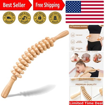 Ergonomic 12-Wheel Wooden Massage Roller for Enhanced Lymphatic Drainage