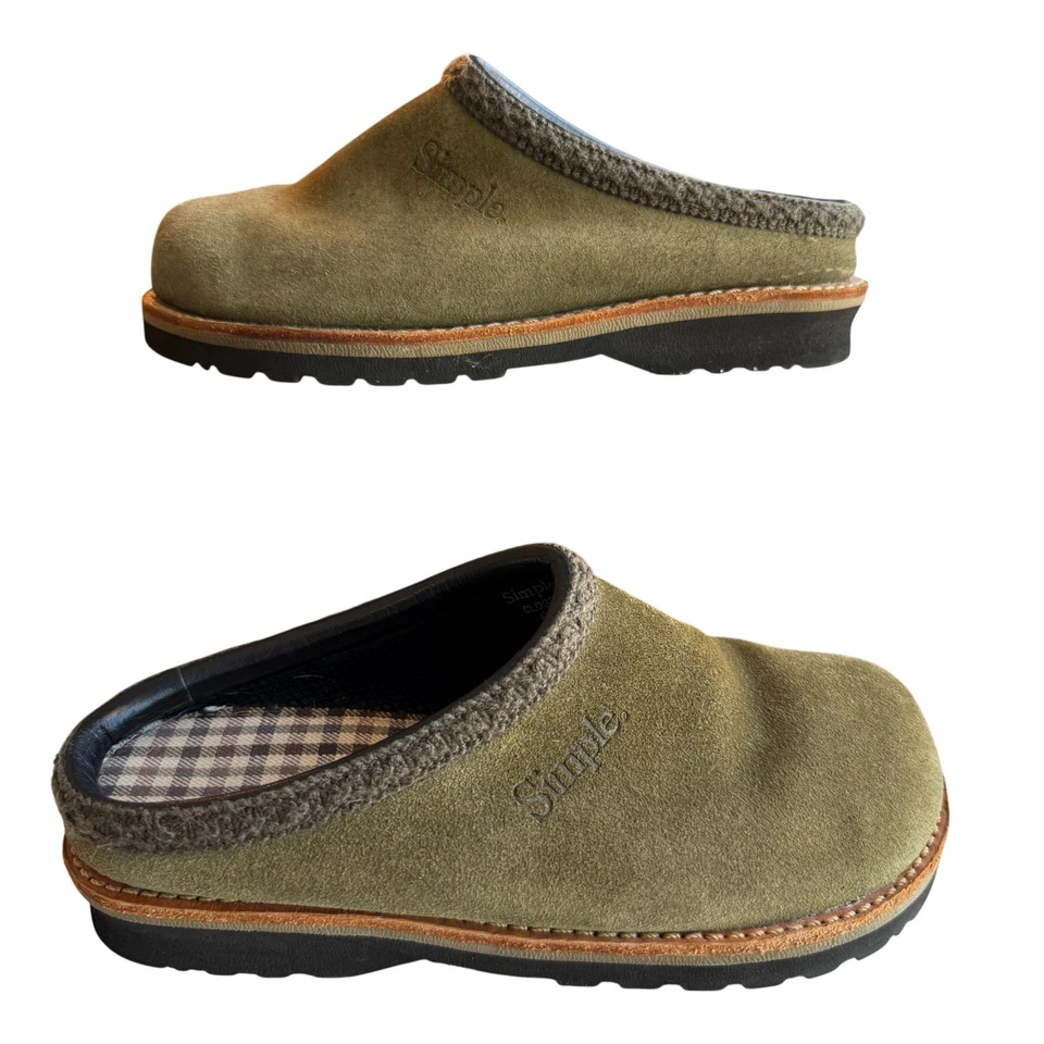 Zuecos de gamuza originales simples mules verde oliva cómodos sin cordones para mujer talla 6 Foto 3 de 4