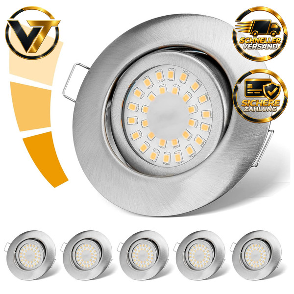 LED Einbaustrahler Dimmbar 6W IP44 Warmweiß 3000K Schwenkbar 6Er Set 6 StüCk-image