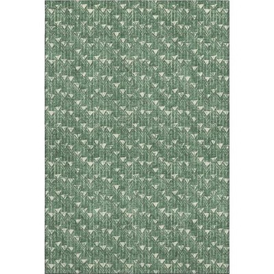 3x5 ft. Green & Ivory Geometric Transitional Washable Machine Made Rectangle ...