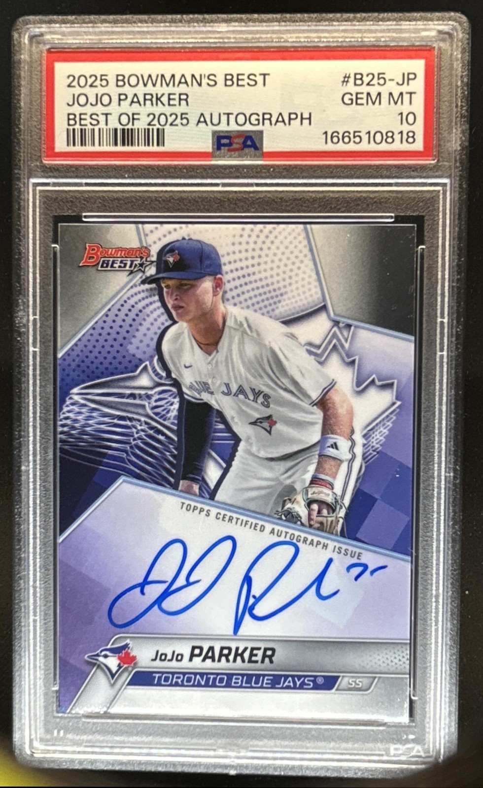 2025 Bowman's Best JoJo Parker Auto Autograph #B25-JP Blue Jays PSA 10 GEM MINT