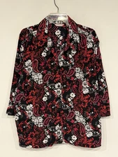 White Stag Women's Shirt Plus Size 3X Floral Button Up Lined Scoop Neck Tank