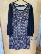 DR Black Lace Detail Shift Evening Occasion Dress Size 12