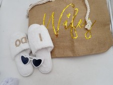 Vinsatin 3 Pcs Bride Gift Set Wifey Tote Beach Bag I Do Bride Slippers sunglass