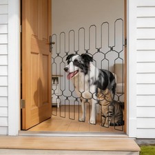 Retractable Dog Gate for Front Door, 35.4" Wide 30.7'  Tall Safety Metal Pet ...