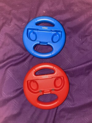 Nintendo Switch YOK Joy Con Racing Steering Wheel Double Pack Red & Blue!