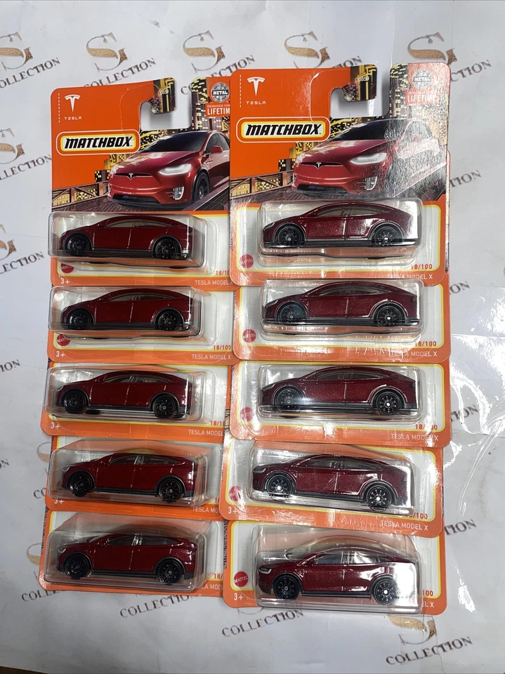 Matchbox Tesla Model X RED Short Card NEW Mattel EV Lot 10 - Image 4 of 4