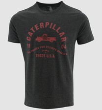  30 Caterpillar Men's Black Short-Sleeve Crewneck Logo Graphic T-Shirt Size 2XL