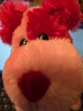 Commonwealth 2002 Plush Pink  White Dog w/ Bow Puppy HTF