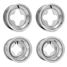 DWT Polished A5 Rolled Lip 10" Front & 9" Rear Wheels Rims Suzuki LTR450 LTZ400 