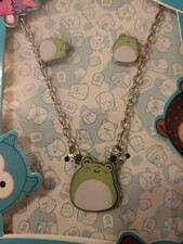 New Squishmallows Wendy The Frog Earrings And Necklace Set NIP