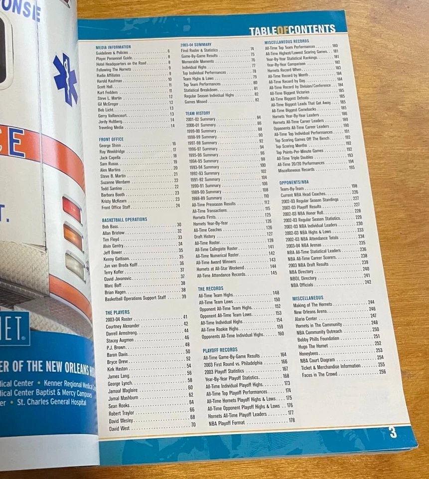 NEW ORLEANS HORNETS MEDIA GUIDE 2003/04 BARON DAVIS,JAMAL MASHBURN, DAVID WEST - Image 2 of 2