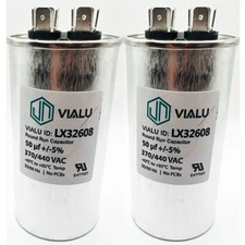 Pack of 2 - VIALU - 50 uf/MFD 370 VAC volts Round Run Capacitor 50/60 Hz