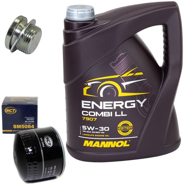 MotoröL Set 5W-30 5 Liter + ÖLfilter SM 5084 + Schraube FüR Fiat Ducato Bus 120-image