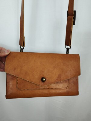 Noonday Collection Rustic Leather Wallet Versatile Camel Belt Crossbody Clutch