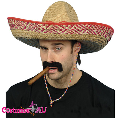 Mens Mexican Embroidered Sombrero Straw 