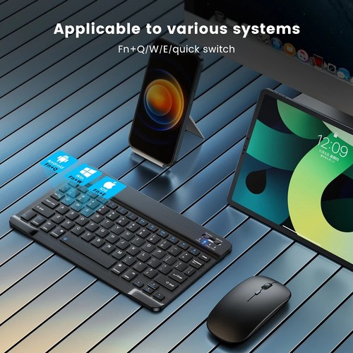Deutsche Wireless Tastatur kabellos Keyboard Inkl. Funk Maus Für PC Handy Tablet - Bild 2 von 33