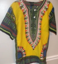 Jackpot African Dashiki Tribal Hippie Unisex 100% Cotton Tunic Top Size S EUC