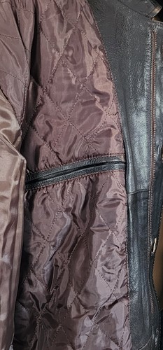 Vtg Grain Leather Echtes Leder Dark Brown Button Full Zip Jacket Mens 3X-Large* - Picture 13 of 16