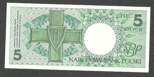 POLAND 5 ZLOTYCH 1990, POLISH CITIES SERIES Pick-166 GEM UNC - Picture 2 of 3