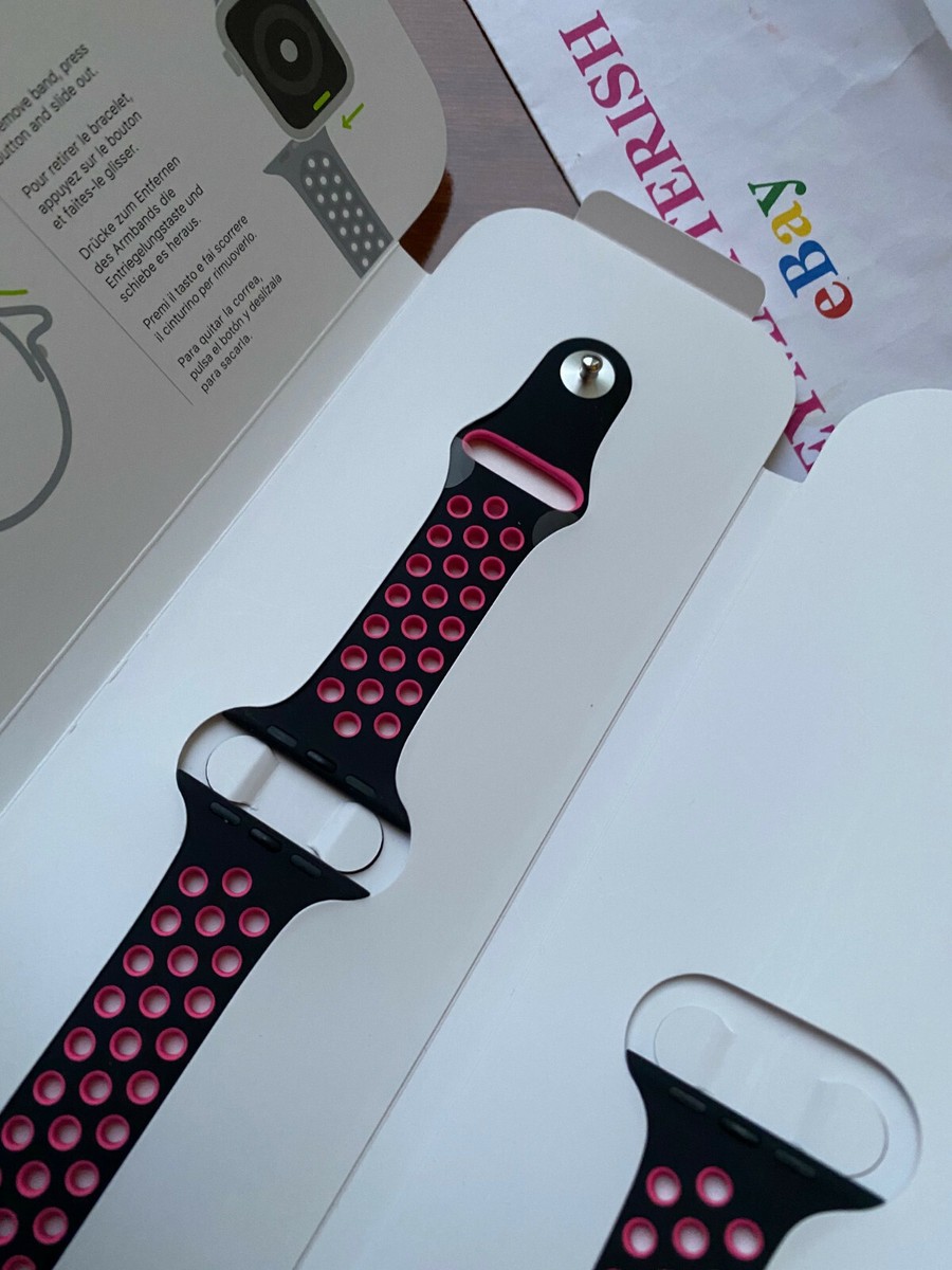 Apple Nike Sport Band for Watch Series 5 - Black/Pink Blast, S/M