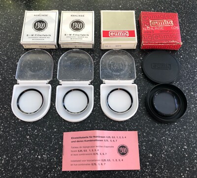 B+W Nahlinse Set 0,25 + 1 + 2 + 3 35,5mm 35,5 Eumig - Close-Up Lens Filter Set