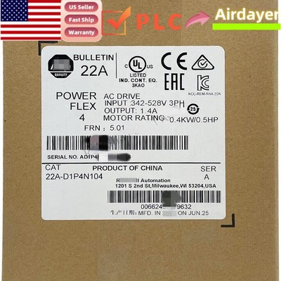 1P AB 22A-D1P4N104 New Sealed 22A-D1P4N104 /A PowerFlex 4 0.4 kW 0.5 HP AC Drive