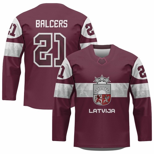 Team Latvia Rudolfs Balcers 2022 Ice Hockey Jersey Men/Kids/Woman eBay