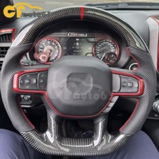 Real Carbon Fiber Heated Steering Wheel For Dodge Ram 1500 2019-2024 Manual