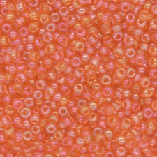 Transparent Hyacinth Orange AB PRECIOSA  glass 11/0 seed beads, 1 Hank