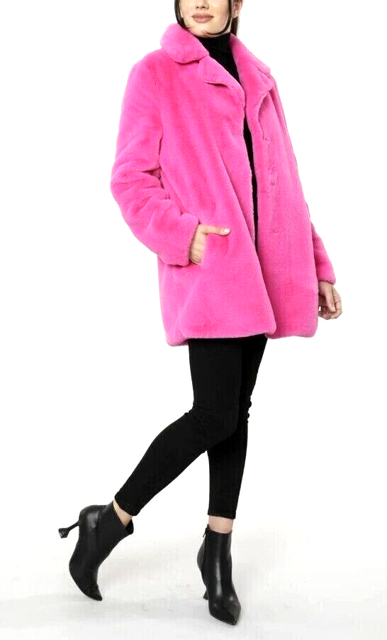 Faux Fur Fuchsia Pink Teddy Coat NWT TEDDY PLUSH BARBIE HOT PINK