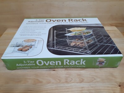 Real Simple Solutions 3-Tier Adjustable Oven Rack Collapsible oven/dishwasher ok