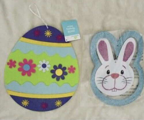 2 PCS Easter Hang Decors Glitter Easter Bunny Egg NEW