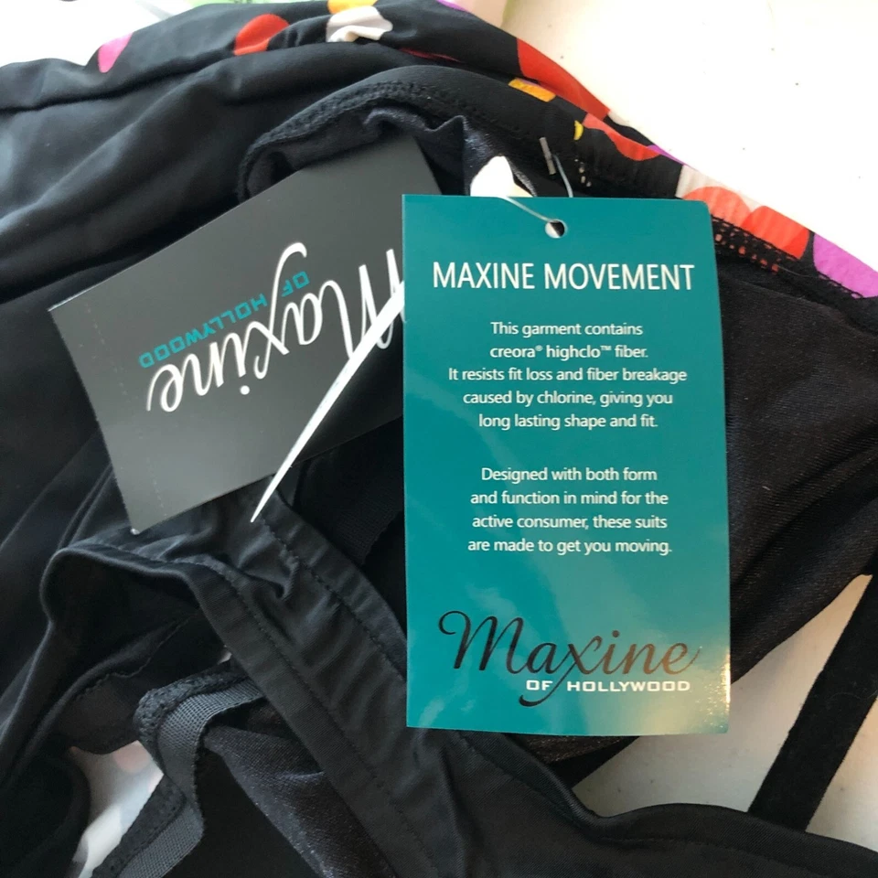 Sujetador Maxine of Hollywood Tankini Top Estante Espalda Corredora Lunares Negro Colorido 8 Foto 3 de 4