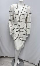 Vintage Black Tie II Oleg Cassini Set Suit Jacket Skirt Metallic Raised Beads 12