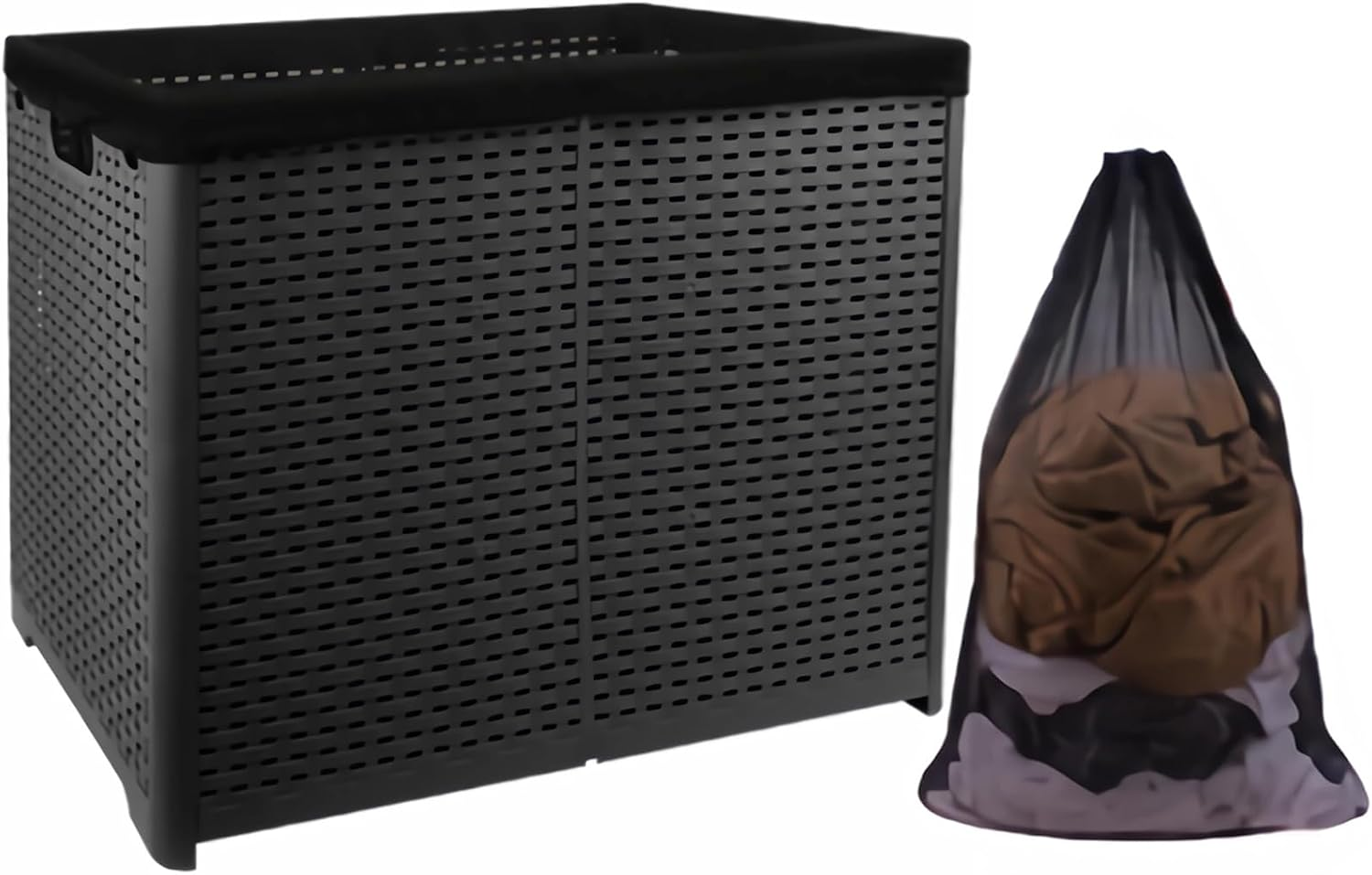 94L Large Laundry Hamper with Handles and Removable Liner for Dirty Clothes-image