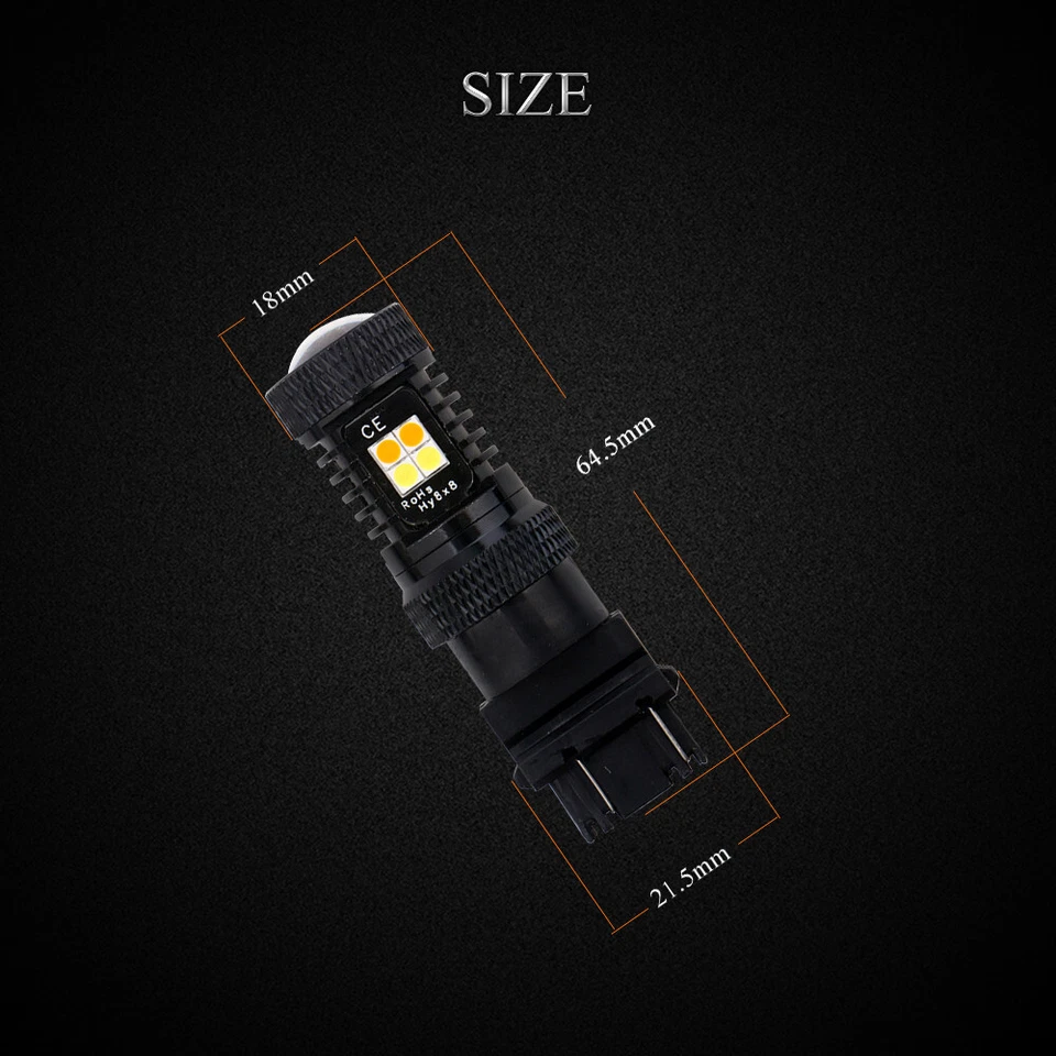 2Pcs White Amber Switchback 3157 3047 3057 3155 3157A 3157NA Turn LED Bulbs 12V - Image 3 of 4