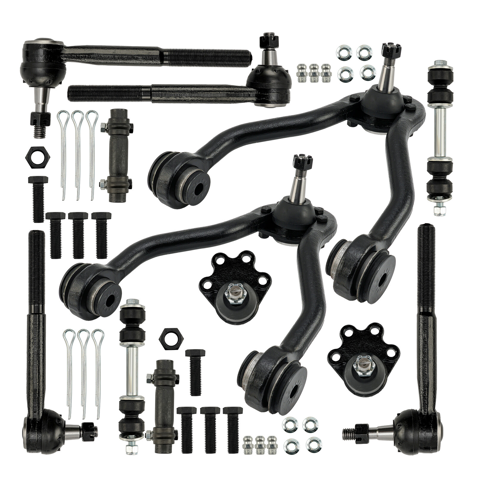 12-Piece Steering & Suspension Kit with Control Arms, Ball Joints, Sway Bars & Tie Rod Ends